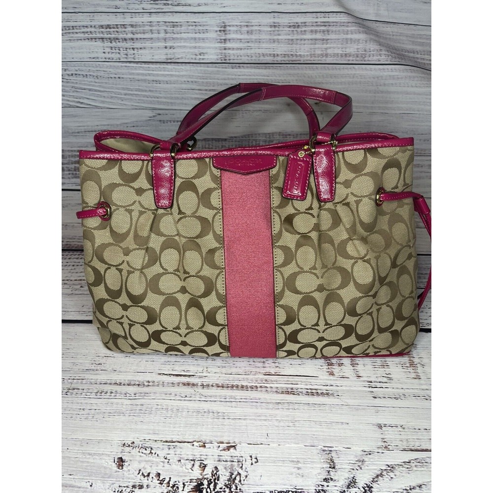 Coach Tan and Pink Shoulder Bag